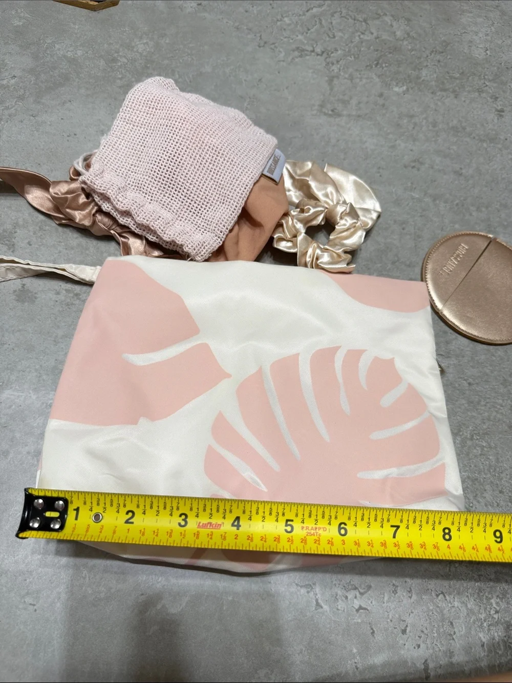 BUNDLE Biossance Pink and White Leaf-Print Cosmetic Pouch